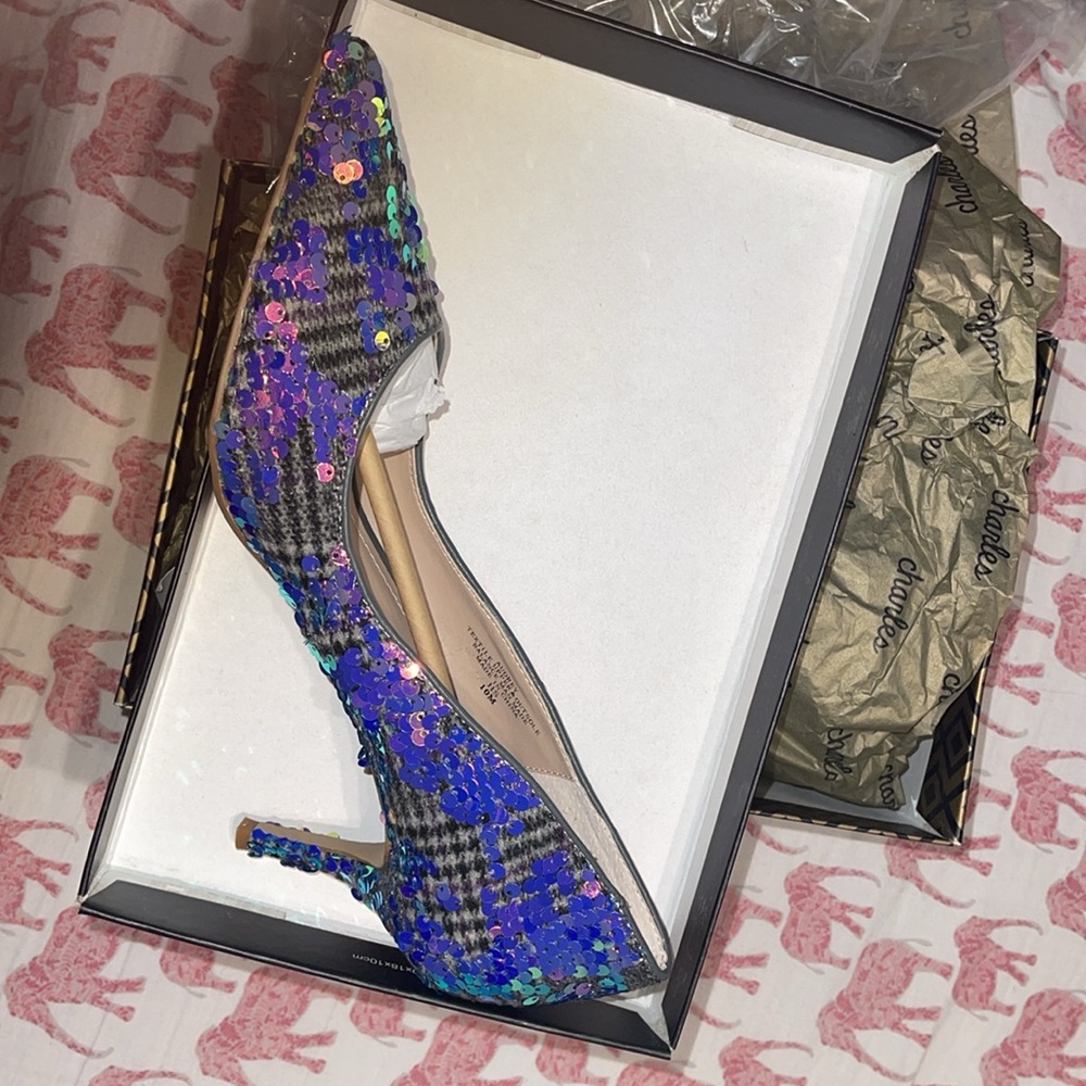 Charles David Translucent Heels With Sequin’s. Si… - image 3